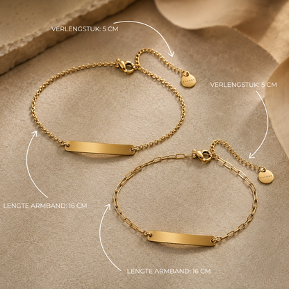 TWEE INITIALEN BALKJE ARMBAND