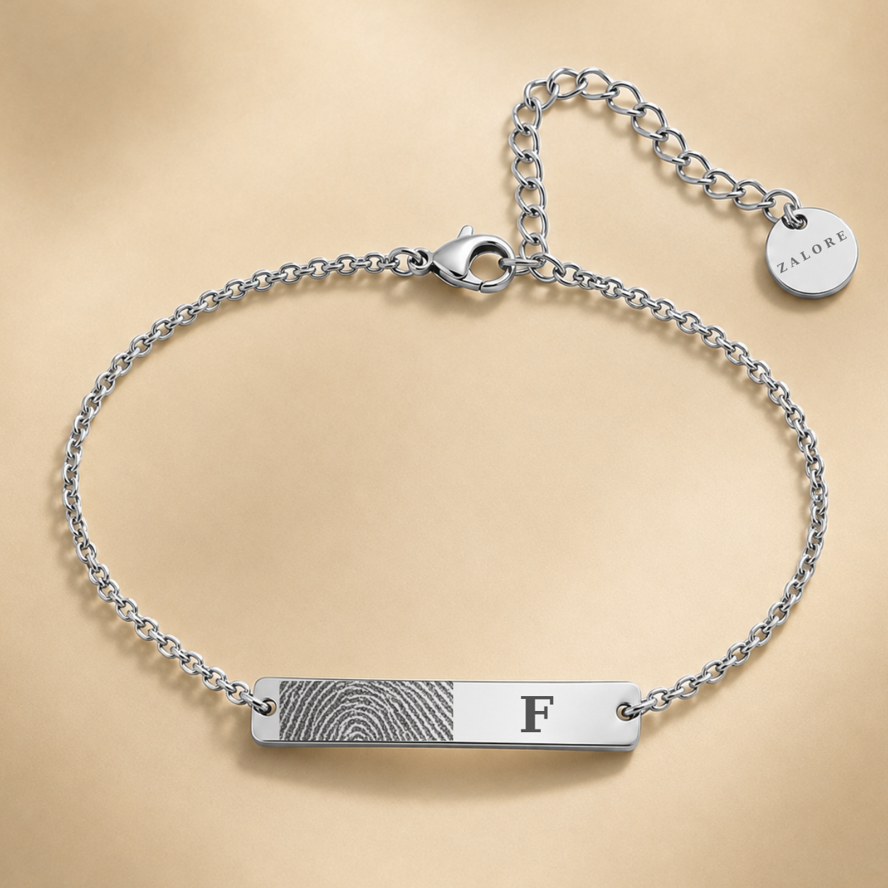 VINGERAFDRUK INITIAAL BALKJE ARMBAND