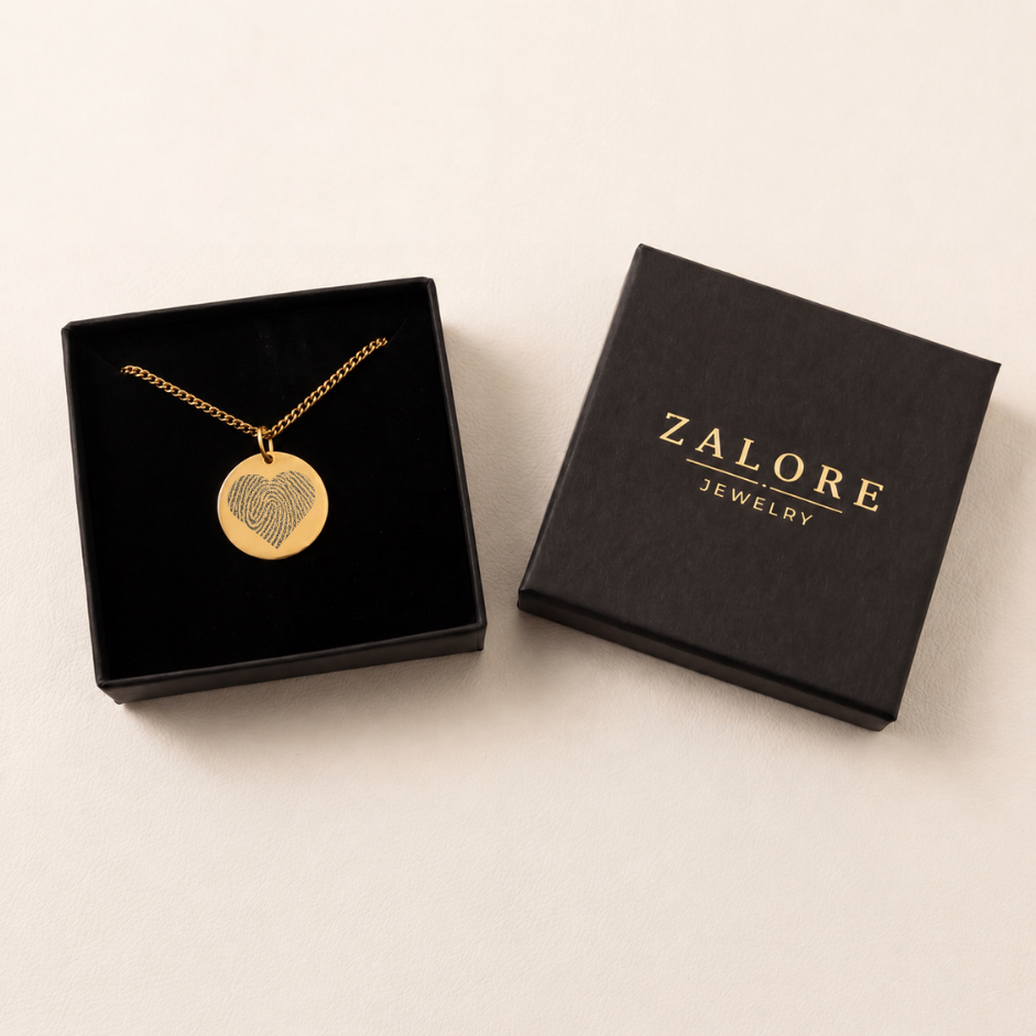 VINGERAFDRUK MUNT HARTJE KETTING
